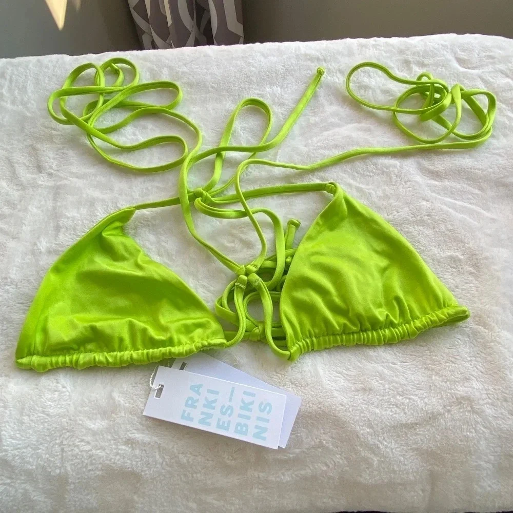 New! Frankie's Bikinis Tatum Satin Triangle Bikini Top 14811